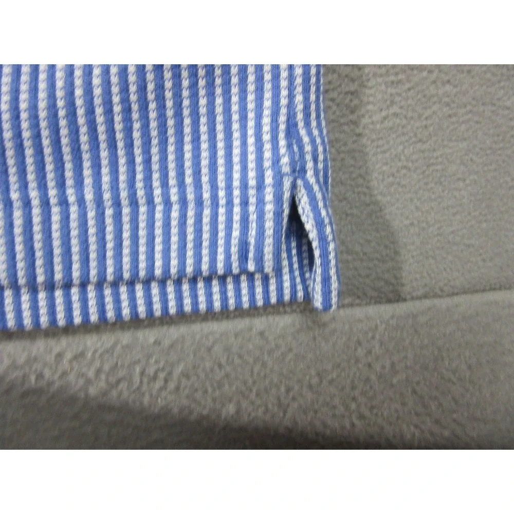 Banana Republic Polo Shirt Mens Medium Blue Striped Short Sleeve Pocket Pique